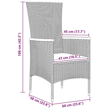 Garten Essgruppe 9 pcs Grau Pulverbeschichteter Stahl