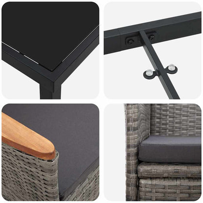 Garten Essgruppe mit Kissen 5 pcs Grau Poly-Rattan