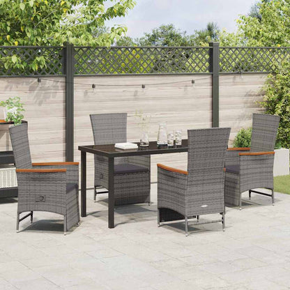 Garten Essgruppe mit Kissen 5 pcs Grau Poly-Rattan