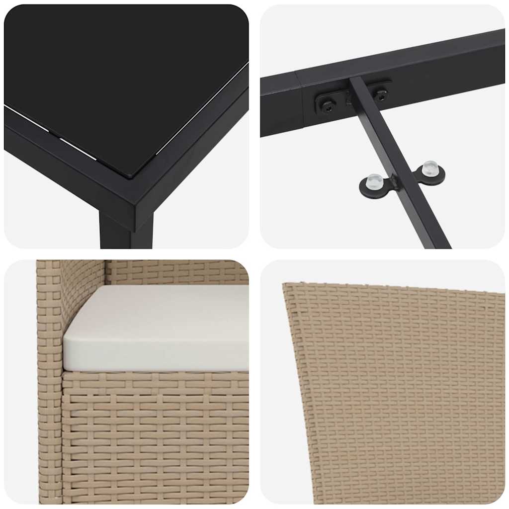vidaXL Salon de jardin avec coussins 3 pcs Beige Résine tressée