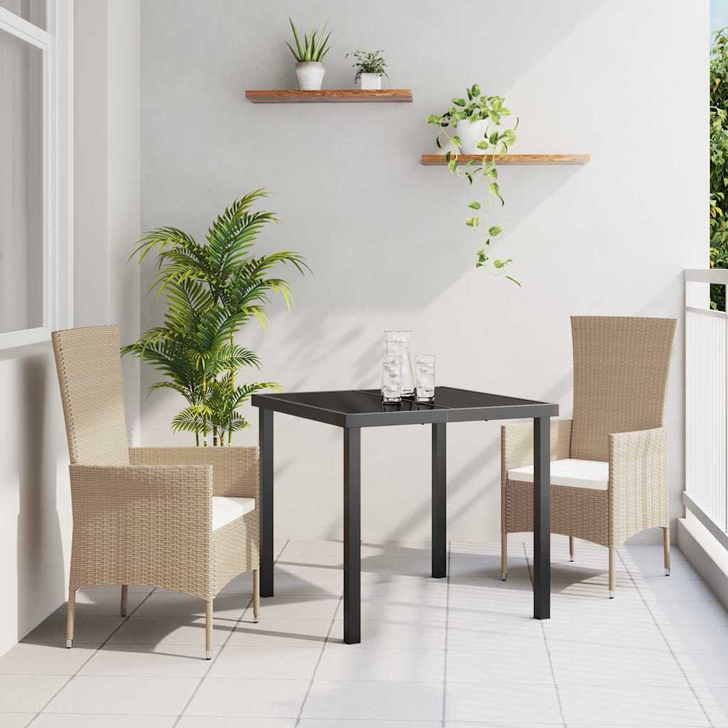 vidaXL Salon de jardin avec coussins 3 pcs Beige Résine tressée