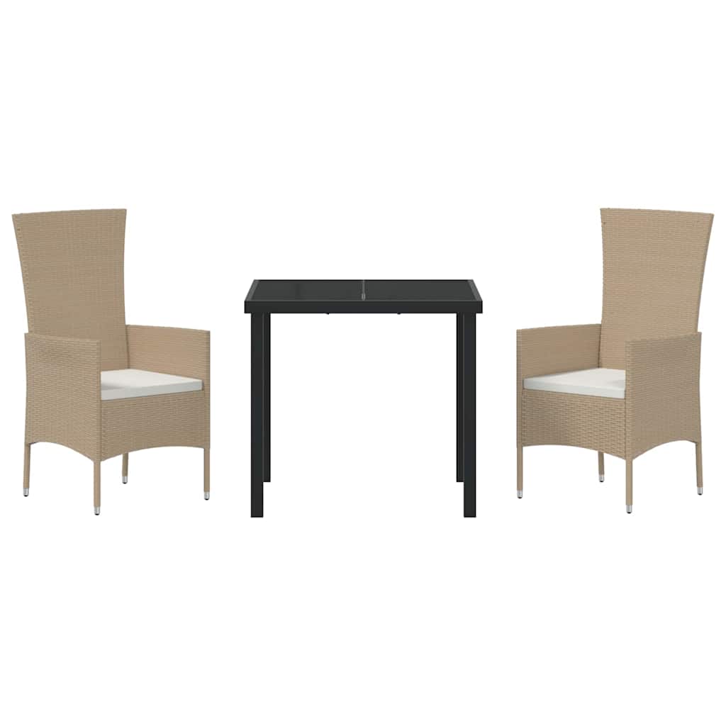 vidaXL Salon de jardin avec coussins 3 pcs Beige Résine tressée