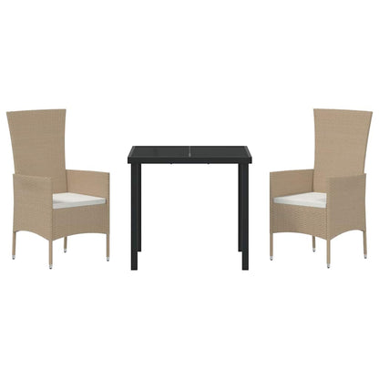 vidaXL Salon de jardin avec coussins 3 pcs Beige Résine tressée