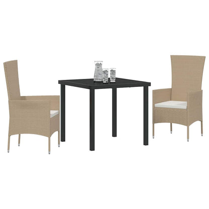 vidaXL Salon de jardin avec coussins 3 pcs Beige Résine tressée