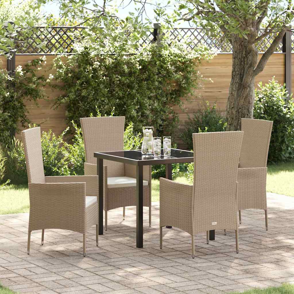vidaXL Mobilier de jardin avec coussins 5 pcs Beige Résine tressée