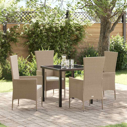 vidaXL Mobilier de jardin avec coussins 5 pcs Beige Résine tressée