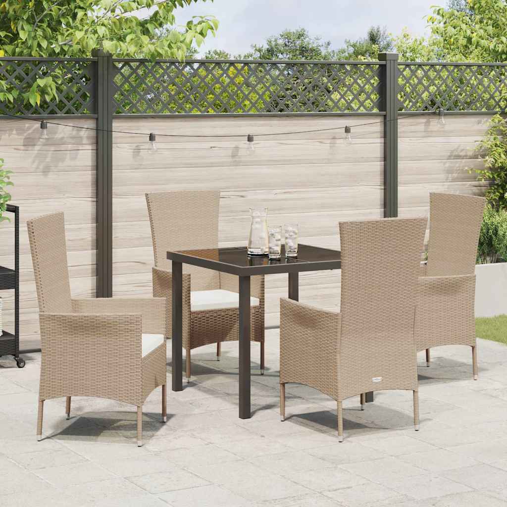 vidaXL Mobilier de jardin avec coussins 5 pcs Beige Résine tressée