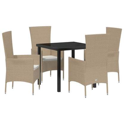 vidaXL Mobilier de jardin avec coussins 5 pcs Beige Résine tressée