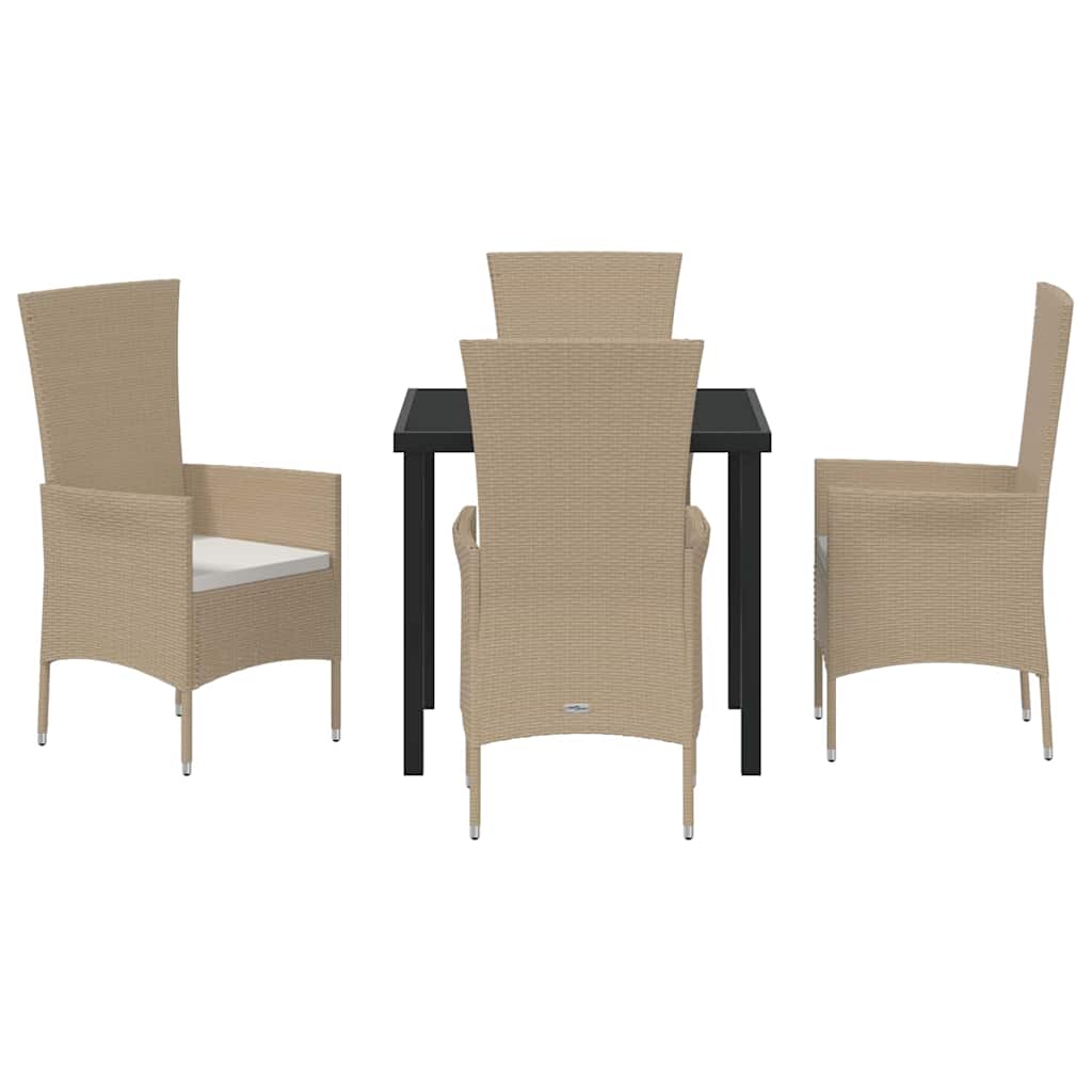 vidaXL Mobilier de jardin avec coussins 5 pcs Beige Résine tressée