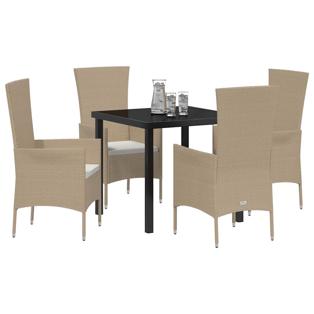 vidaXL Mobilier de jardin avec coussins 5 pcs Beige Résine tressée