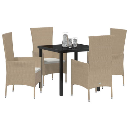vidaXL Mobilier de jardin avec coussins 5 pcs Beige Résine tressée