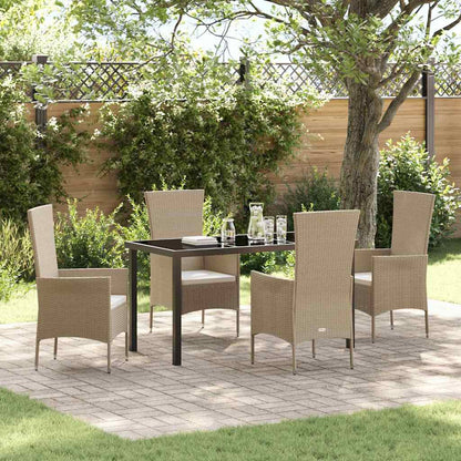 Garten Essgruppe mit Kissen 5 pcs Beige Poly-Rattan