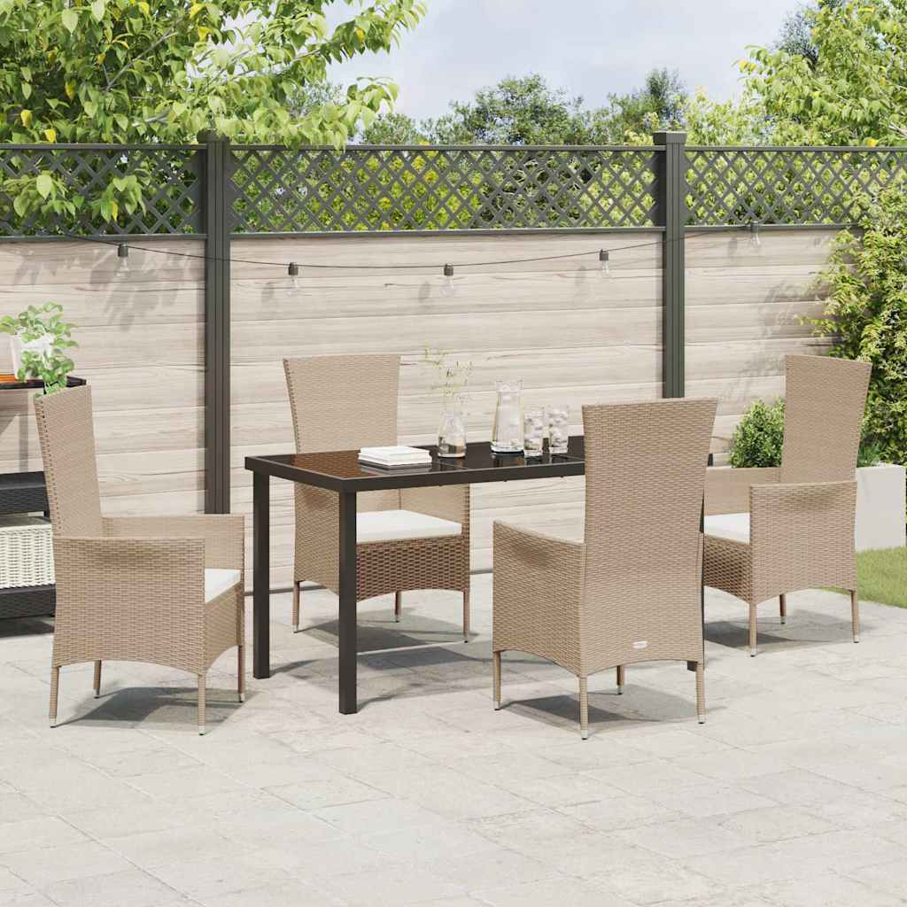 Garten Essgruppe mit Kissen 5 pcs Beige Poly-Rattan