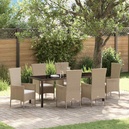 vidaXL Salle à manger de jardin avec coussins 7 pcs Beige résine tressée