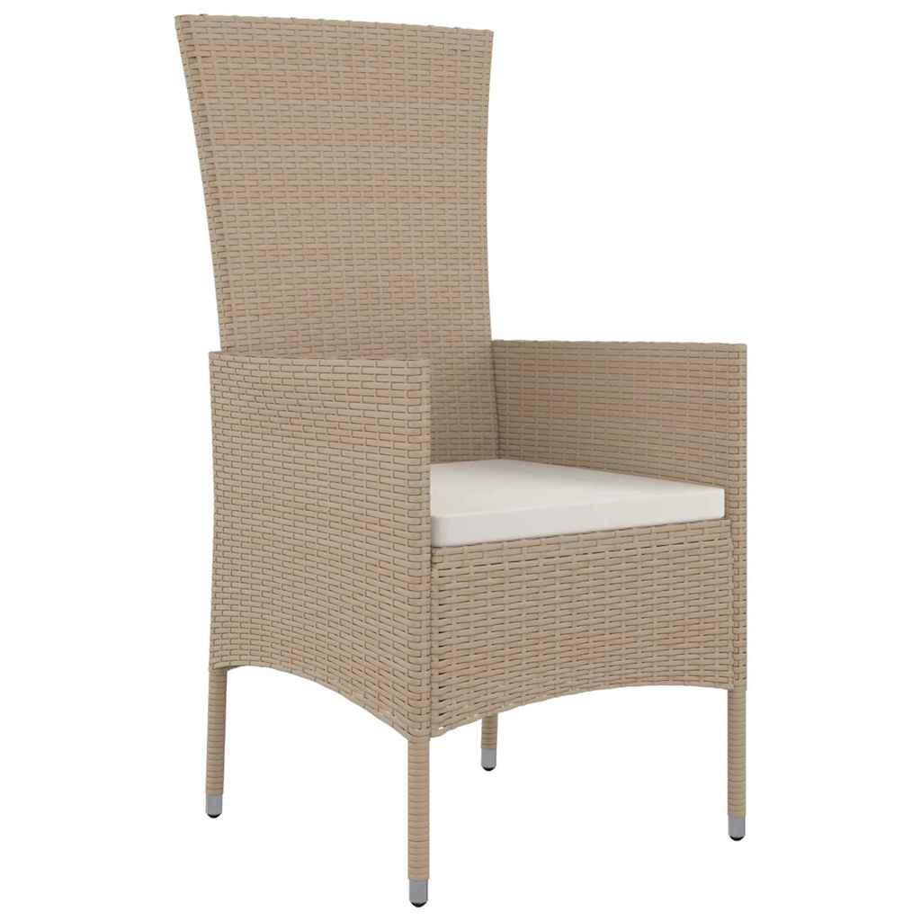 vidaXL Garten Essgruppe mit Kissen 9 pcs Beige Poly-Rattan
