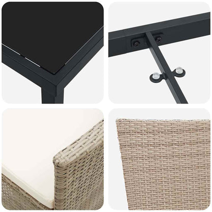 vidaXL Salon de jardin avec coussins 3 pcs Beige Résine tressée