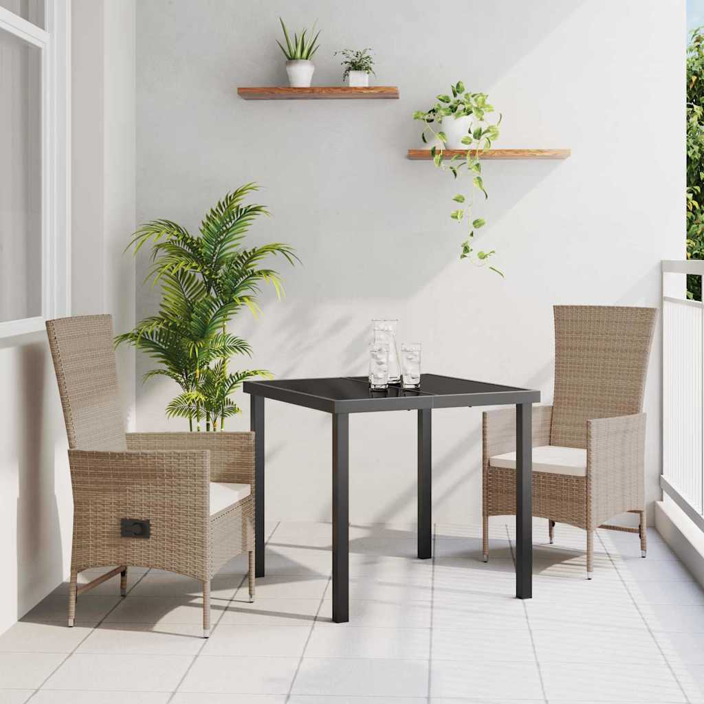 vidaXL Salon de jardin avec coussins 3 pcs Beige Résine tressée