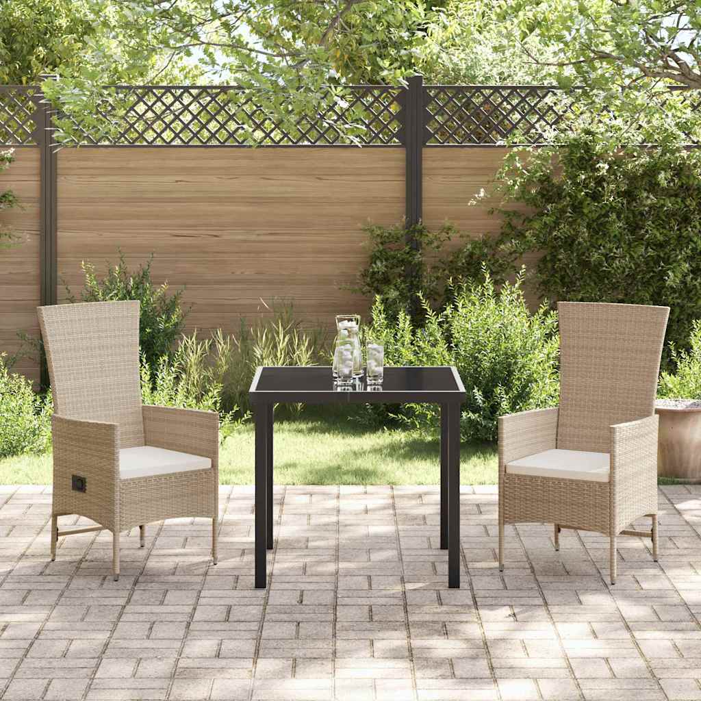 vidaXL Salon de jardin avec coussins 3 pcs Beige Résine tressée