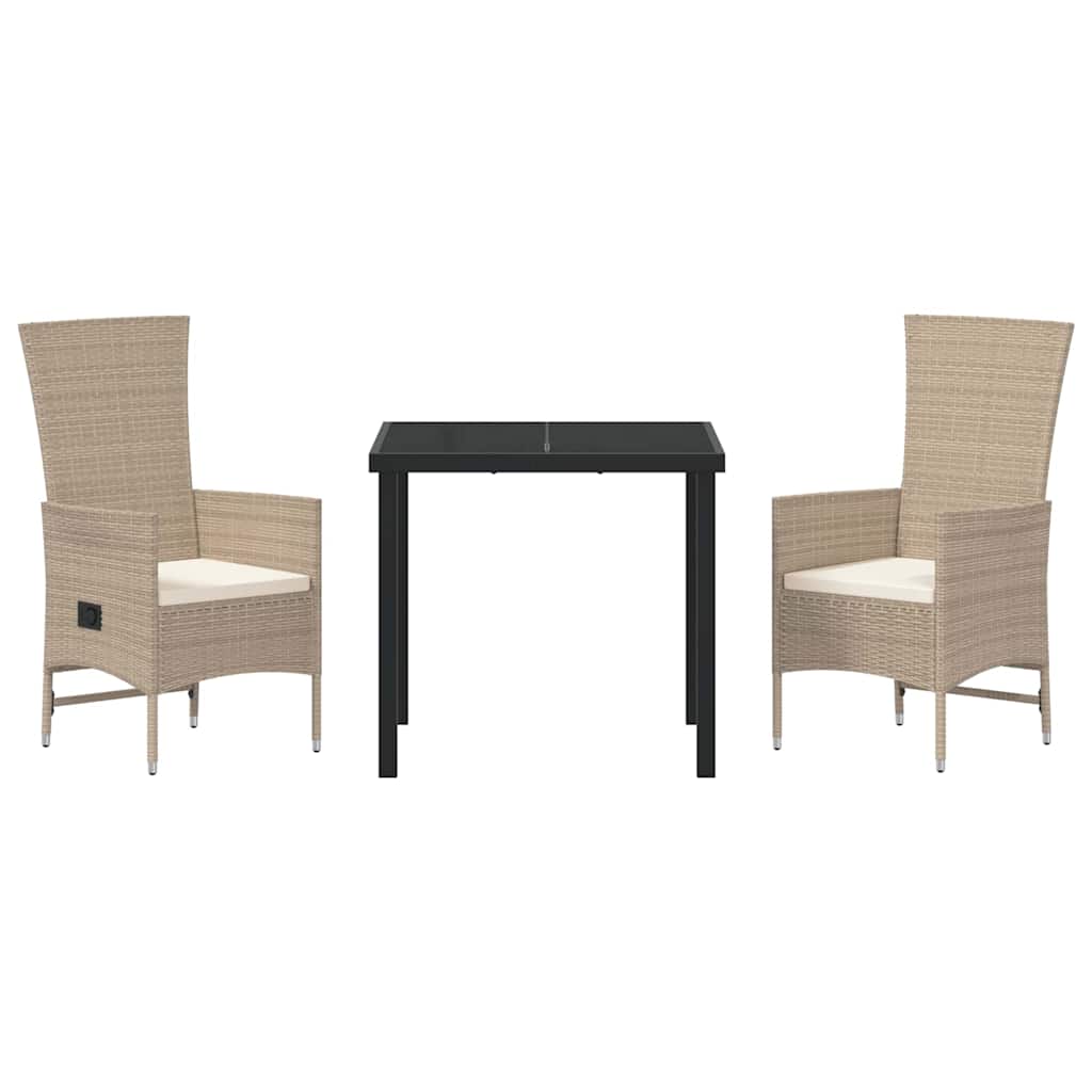 vidaXL Salon de jardin avec coussins 3 pcs Beige Résine tressée