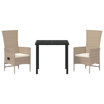 vidaXL Salon de jardin avec coussins 3 pcs Beige Résine tressée