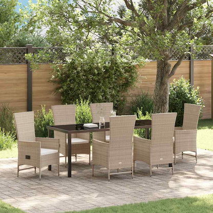 Garten Essgruppe mit Kissen 7 pcs Beige Poly-Rattan