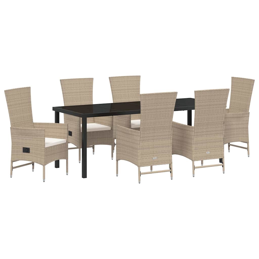 Garten Essgruppe mit Kissen 7 pcs Beige Poly-Rattan