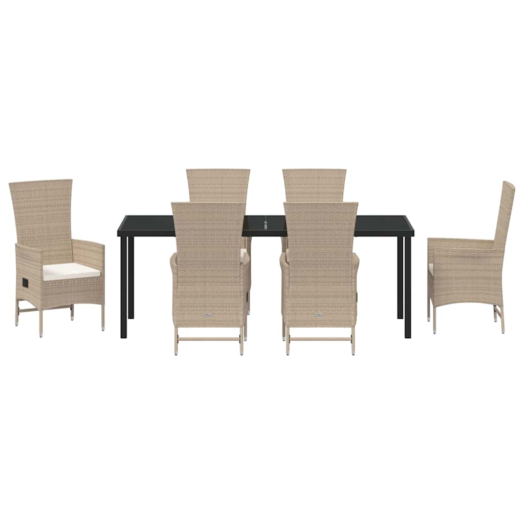 Garten Essgruppe mit Kissen 7 pcs Beige Poly-Rattan