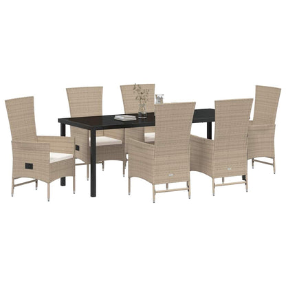 Garten Essgruppe mit Kissen 7 pcs Beige Poly-Rattan