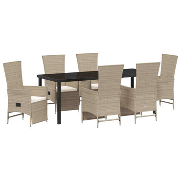 vidaXL Salle à manger de jardin avec coussins 7 pcs Beige résine tressée