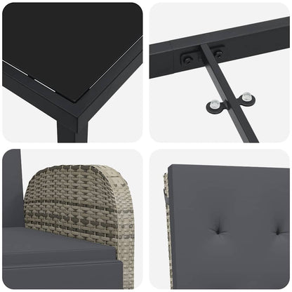 Garten Essgruppe mit Kissen 5 pcs Grau Poly-Rattan