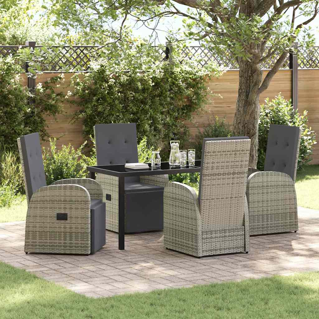Garten Essgruppe mit Kissen 5 pcs Grau Poly-Rattan
