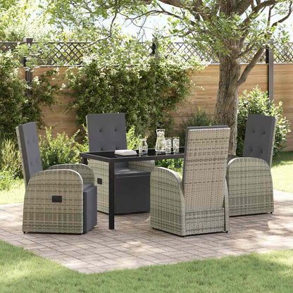 Garten Essgruppe mit Kissen 5 pcs Grau Poly-Rattan