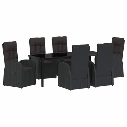 Garten Essgruppe mit Kissen 7 pcs Schwarz Poly-Rattan