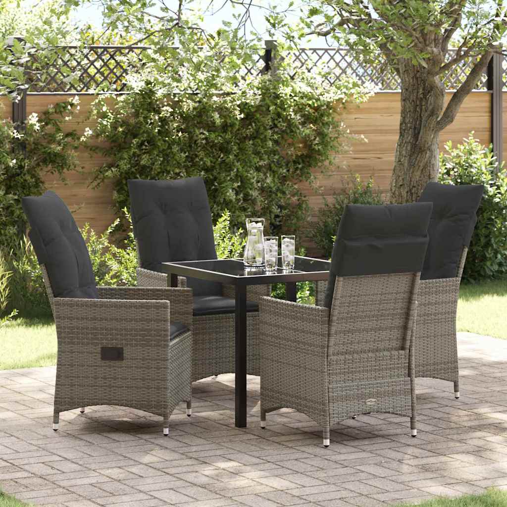 vidaXL Salon de jardin avec coussins 5 pcs Gris résine tressée