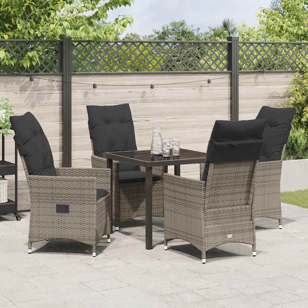 vidaXL Salon de jardin avec coussins 5 pcs Gris résine tressée