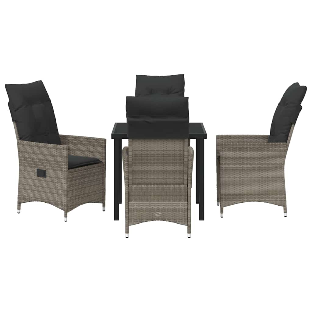 vidaXL Salon de jardin avec coussins 5 pcs Gris résine tressée