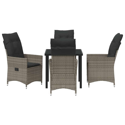 vidaXL Salon de jardin avec coussins 5 pcs Gris résine tressée