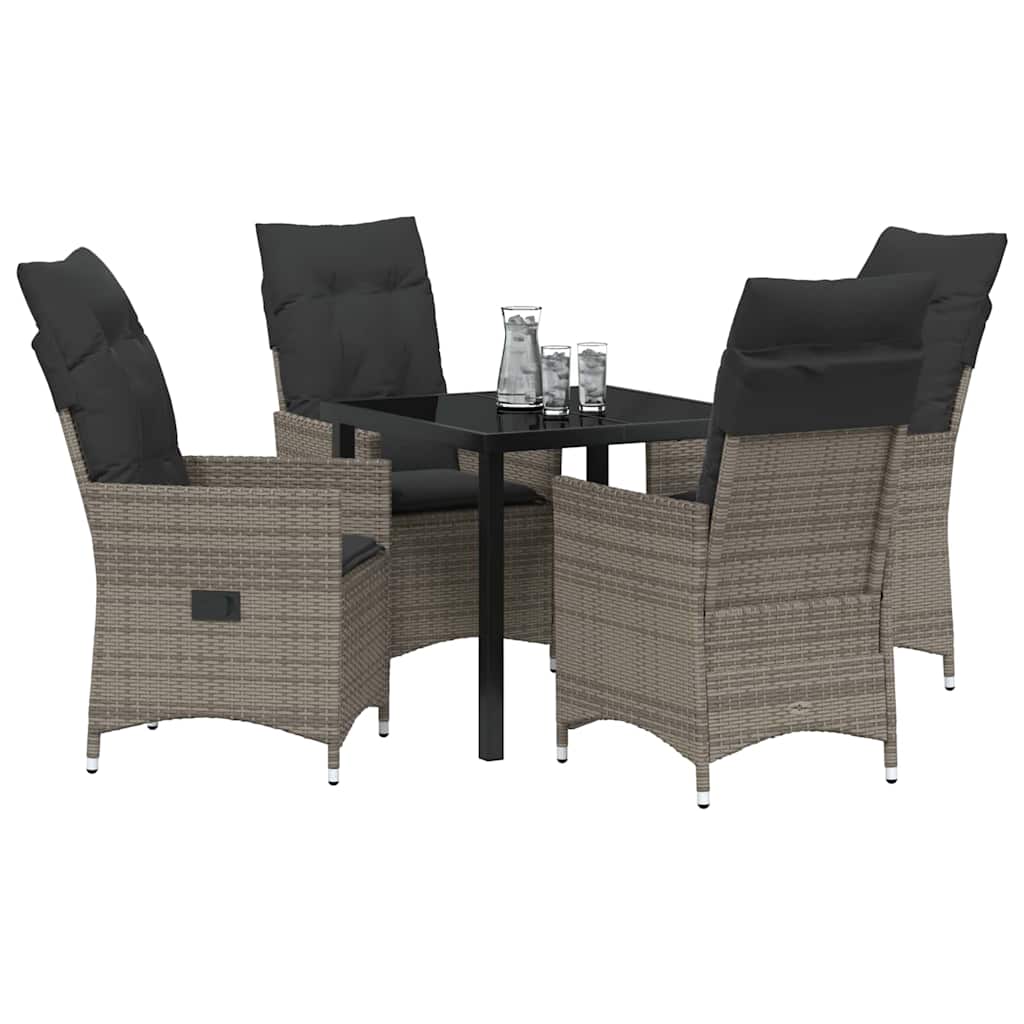 vidaXL Salon de jardin avec coussins 5 pcs Gris résine tressée