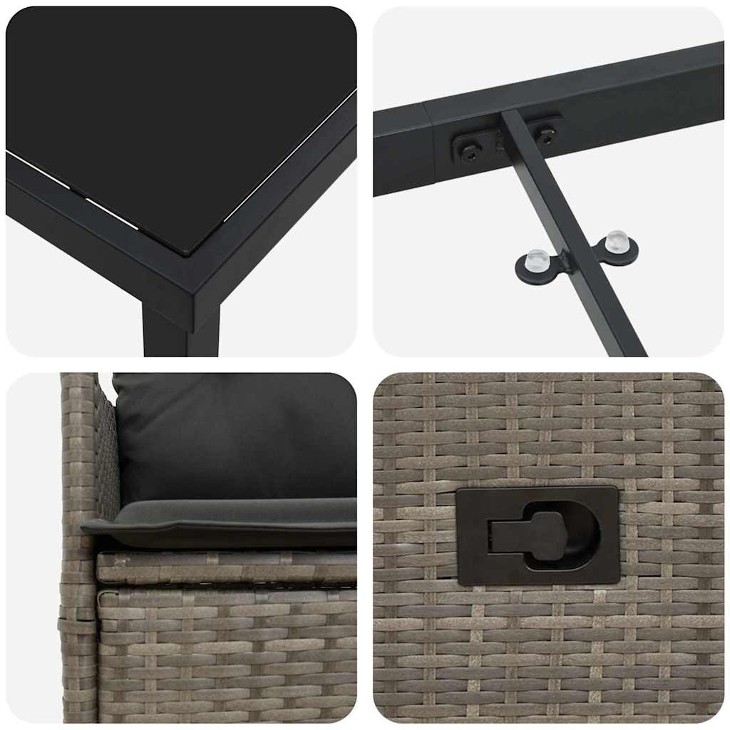 vidaXL Salon de jardin avec coussins 5 pcs Gris résine tressée