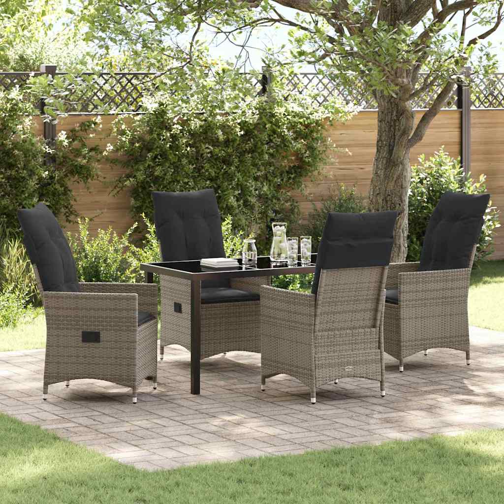 vidaXL Salon de jardin avec coussins 5 pcs Gris résine tressée
