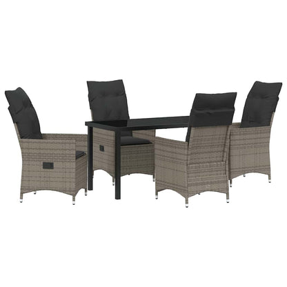 vidaXL Salon de jardin avec coussins 5 pcs Gris résine tressée