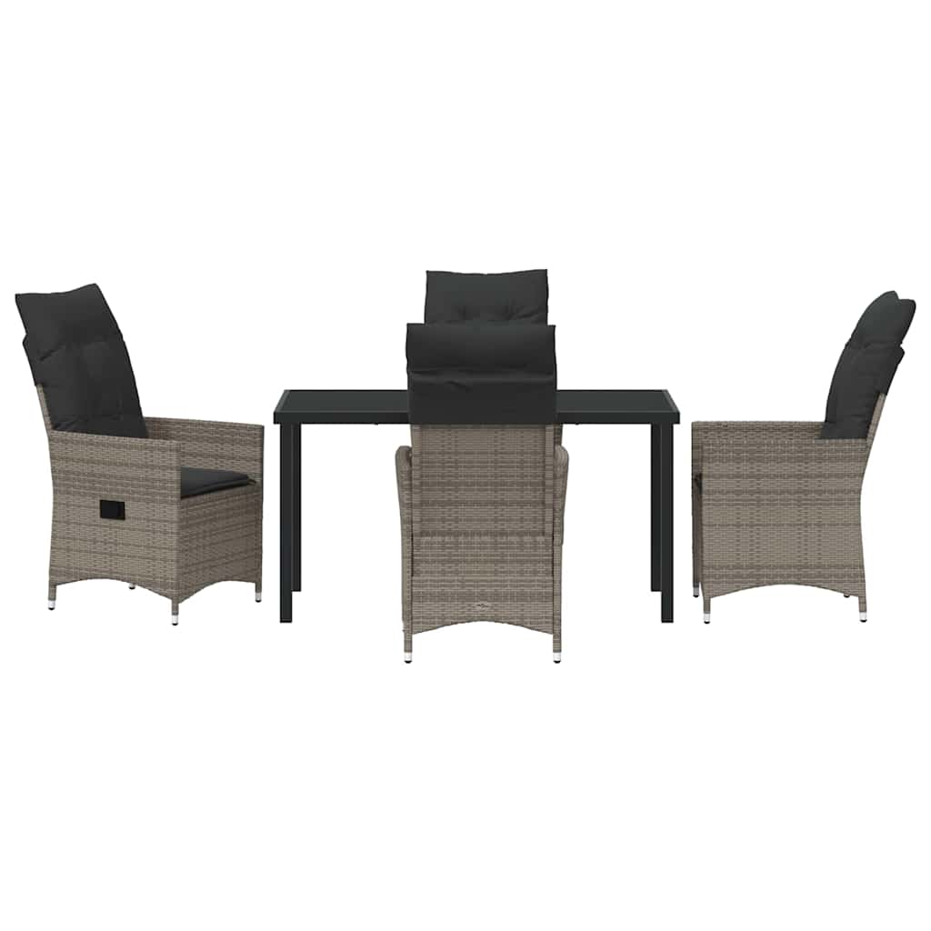 vidaXL Salon de jardin avec coussins 5 pcs Gris résine tressée