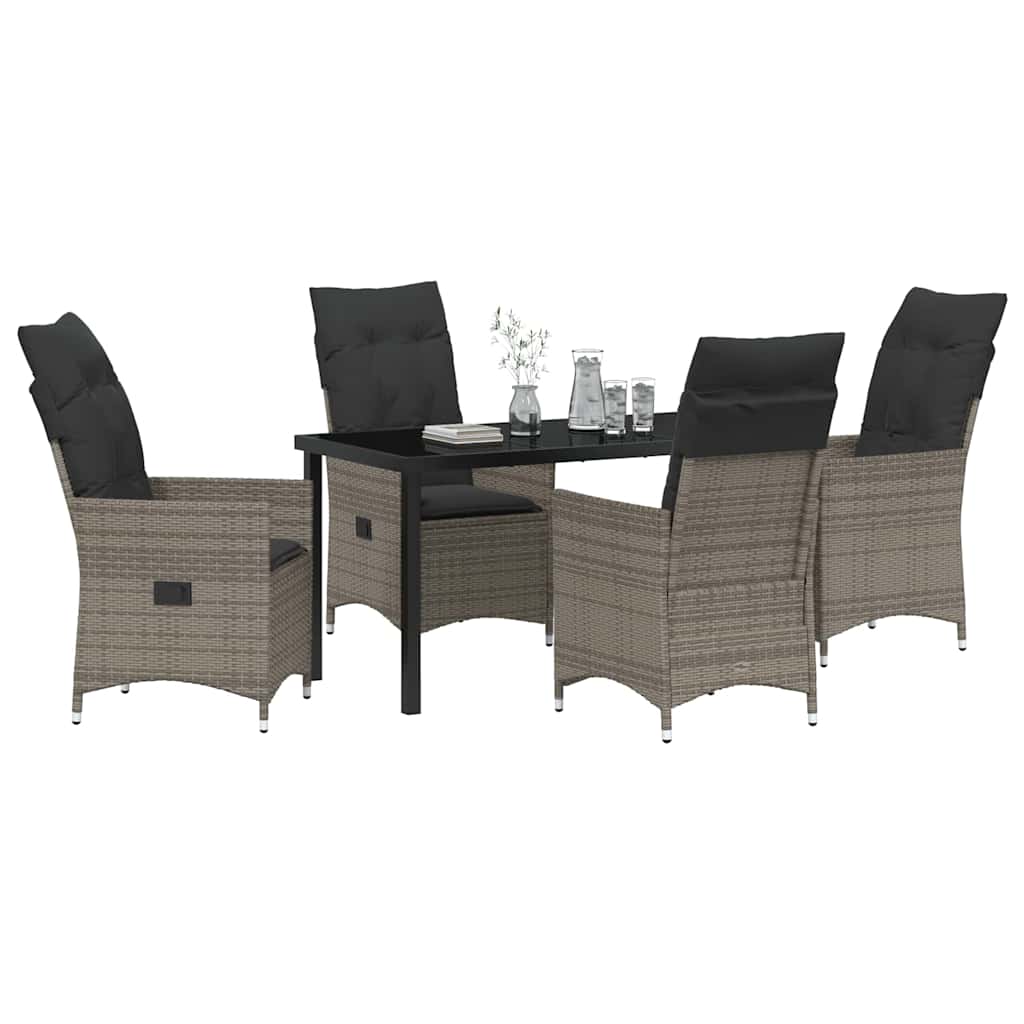 vidaXL Salon de jardin avec coussins 5 pcs Gris résine tressée