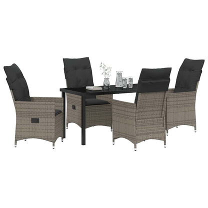 vidaXL Salon de jardin avec coussins 5 pcs Gris résine tressée