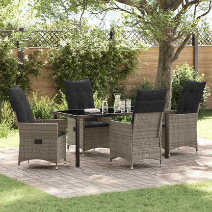 vidaXL Salon de jardin avec coussins 5 pcs Gris résine tressée