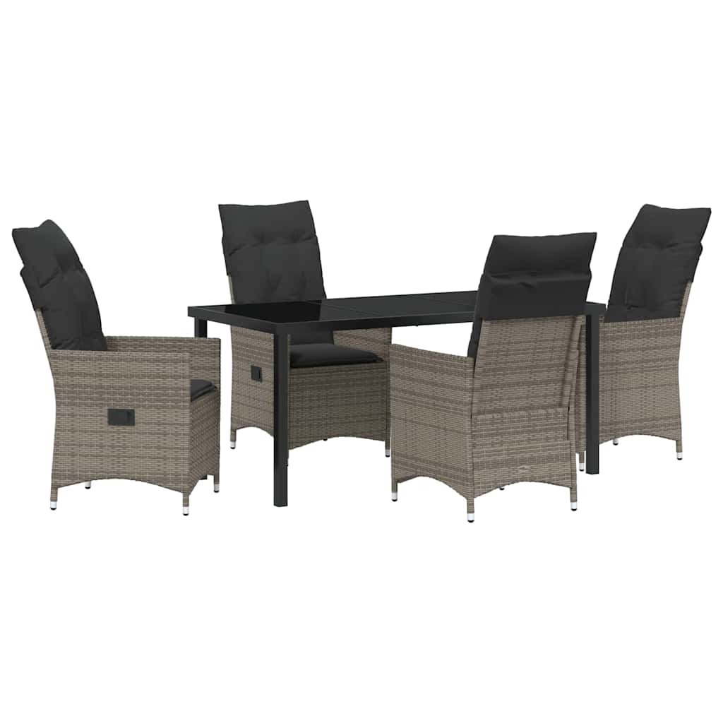 vidaXL Salon de jardin avec coussins 5 pcs Gris résine tressée