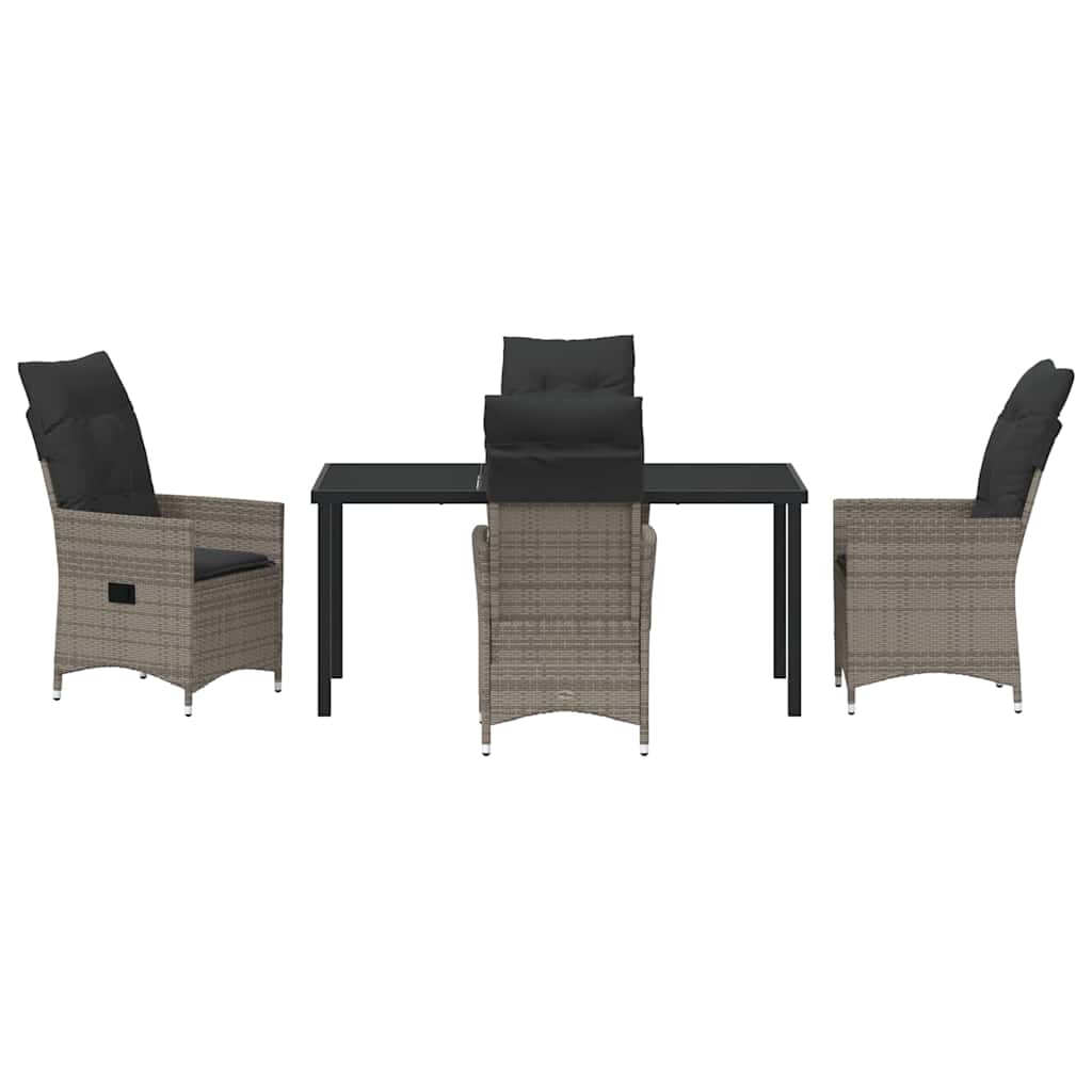 vidaXL Salon de jardin avec coussins 5 pcs Gris résine tressée