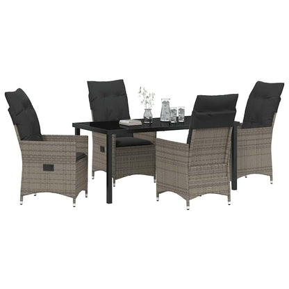 vidaXL Salon de jardin avec coussins 5 pcs Gris résine tressée