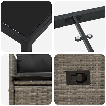 vidaXL Salon de jardin à dîner avec coussins 7 pcs Gris résine tressée
