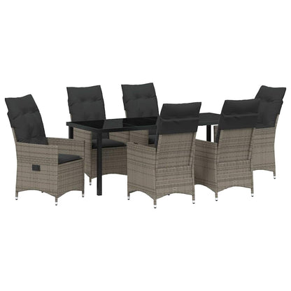 vidaXL Salon de jardin à dîner avec coussins 7 pcs Gris résine tressée